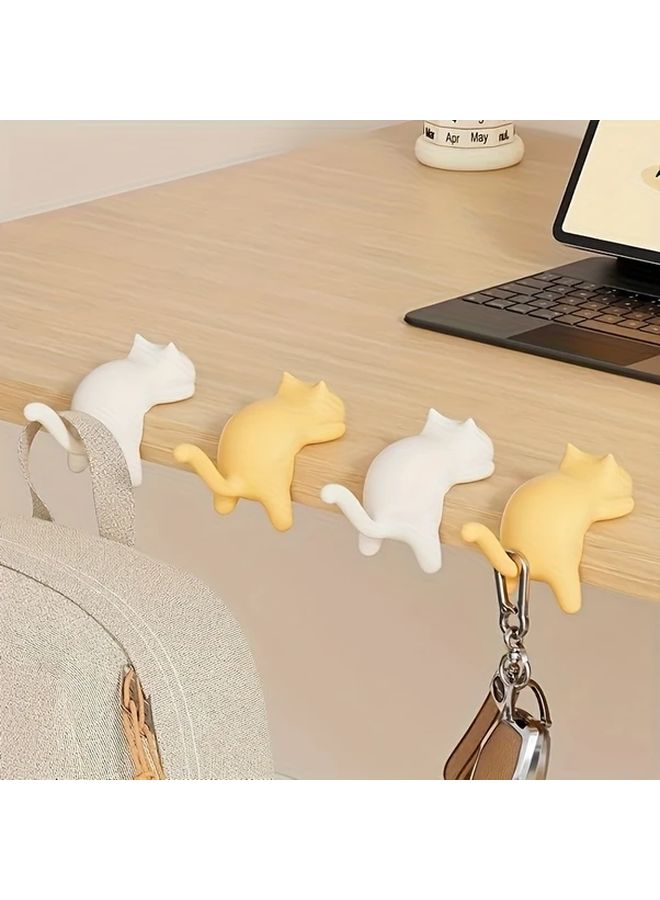 Yellow Cat Desk Hook No Drill Organizer Strong Adhesive Holds Keys Cables Bags - Image 2