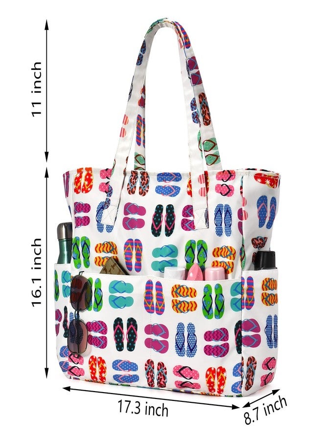 oscaurt Beach Bags for Women Beach Tote Bag Waterproof Sandproof Swim Pool Bag Large Capacity Beach Bag with Wet Pocket, Slipper-new, Large - Image 4