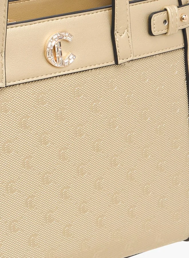 MISSY Women Missy Monogram Textured Tote Bag with Detachable Strap and Handles