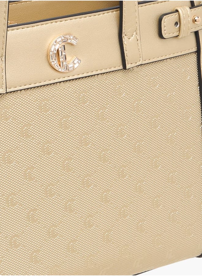 MISSY Women Missy Monogram Textured Tote Bag with Detachable Strap and Handles  - Image 4