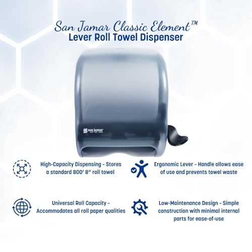 San Jamar Classic Element Paper Towel Dispenser Fits All Core Sizes with Lever for Bathroom, Kitchens, and Restaurants, Plastic, 8.5 x 12.5 x 12.75 Inches, Arctic Blue - Image 2