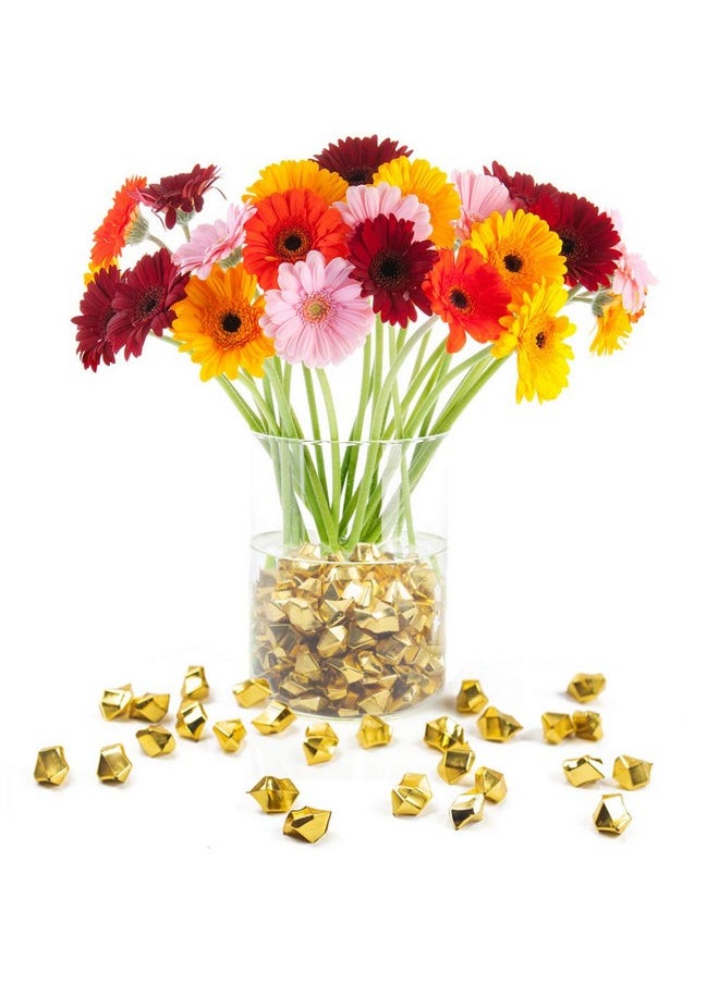 DomeStar 150Pcs Fake Gold Ice, Gold Acrylic Ice Fake Plastic Gold Nuggets Gold Rocks Gems Marble Vases Fillers For Table Scatter Decoration  - Image 5