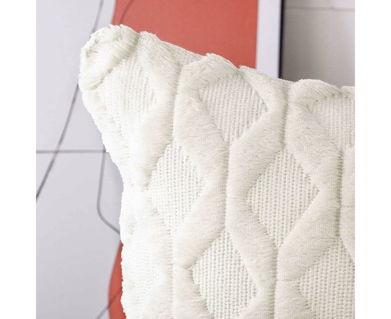 2pcs Soft Plush Short Wool Velvet Pillowcases, Apricot, 18x18 Inch (Pillowcase Only) - Image 1
