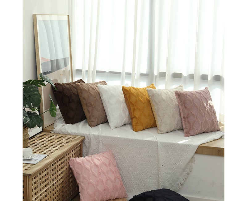2pcs Soft Plush Short Wool Velvet Pillowcases, Apricot, 18x18 Inch (Pillowcase Only) - Image 4