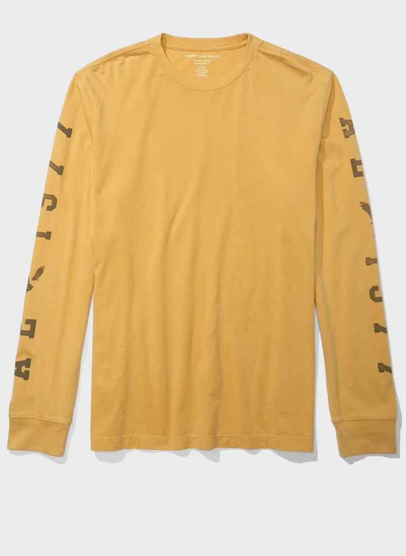 American Eagle Logo Sleeve Crew Neck T-Shirt