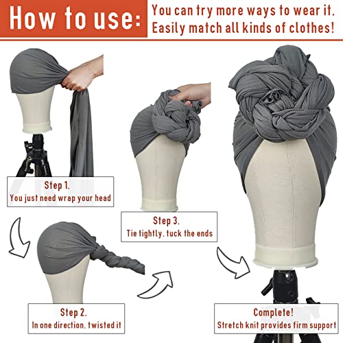 PWEOUKE 4 Pcs Head Wraps for Women Solid Color Soft African Head Scarf for Hair Jersey Turban Long Breathable Head Band Tie - Image 5