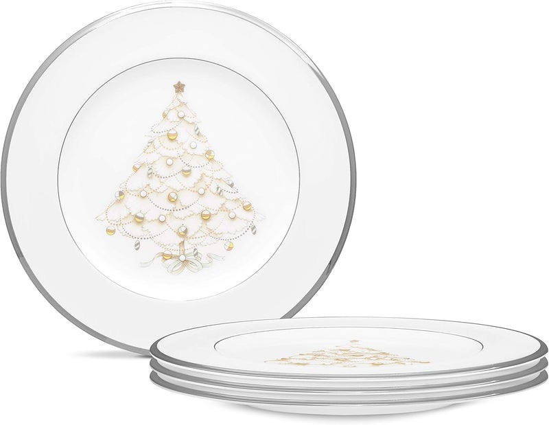 Noritake أطقم أطباق نوريتيك بالاس كريسماس بلاتينوم للعطلات مجموعة من 4 بيضاء 2 - Image 1