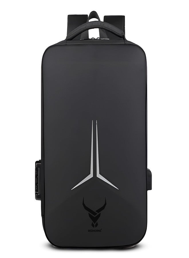REDHORNS Waterproof 15.6-Inch 20L Laptop Backpack for Men and Women with USB Port, Unisex Anti-Theft TSA Lock Hard Shell Laptop Bag Office School College Business Unisex Travel Backpack (Black) - Image 1