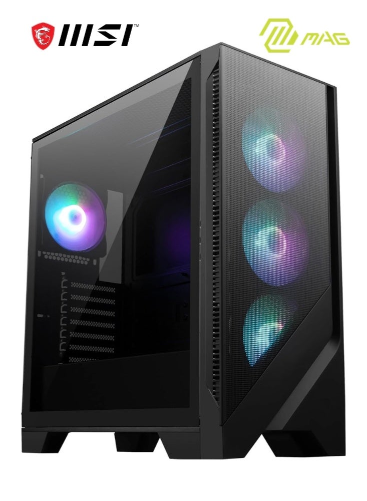 MSI MAG Forge 320R Airflow BLACK | ATX Mid Tower Computer Case, 4x Pre-Installed Case Fans, Up to 360mm Radiator Support, 3.5" / 2.5" Drive Bays, Tempered Glass Window, Mesh Panel | 306-7G23R27-HH9 black - Image 1