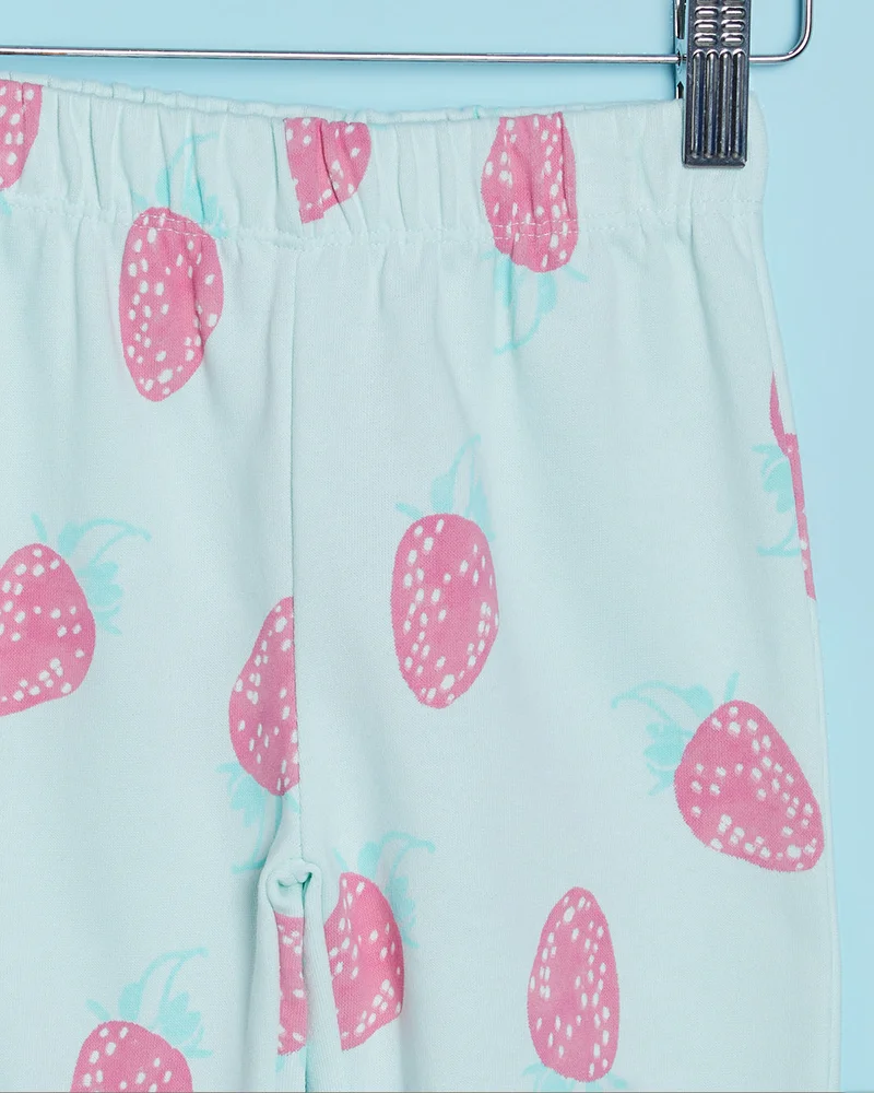 REDTAG Infant Girls Mint Strawberry Print Active Pants