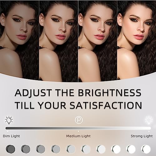 FENCHILIN Lighted Makeup Mirror Hollywood Mirror Vanity Makeup Mirror with Light Smart Touch Control 3Colors Dimmable Light Detachable 10X Magnification 360°Rotation(White) - Image 3