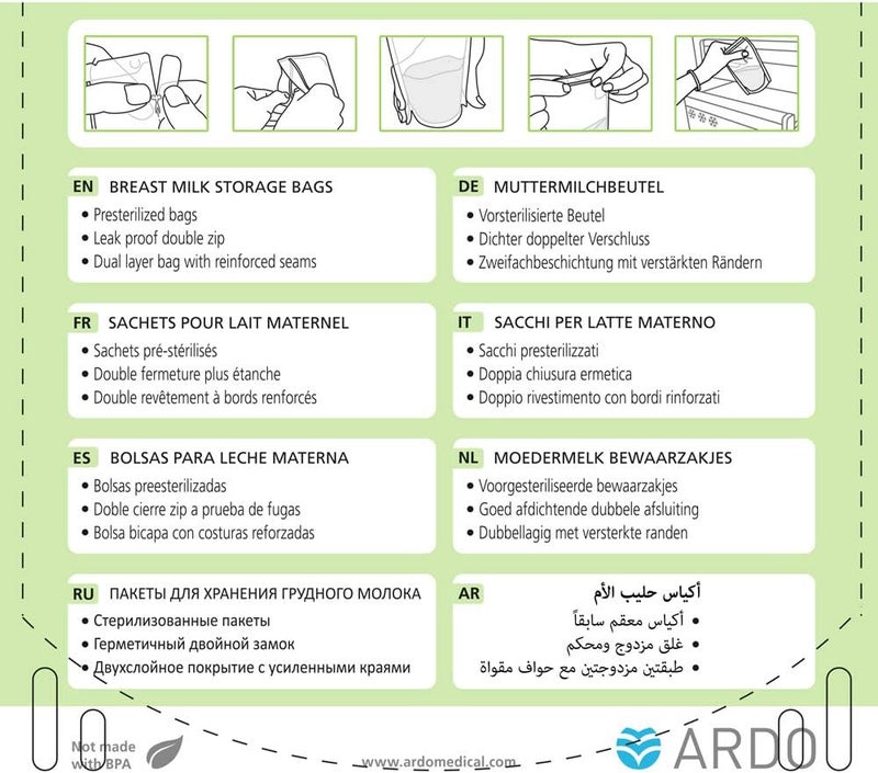 Ardo Easy Store Breast Milk Storage Bags - 50 Count - Image 4