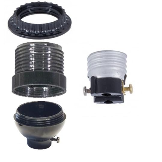 B&P Lamp® Short Keyless Phenolic Socket, Med. Base, has Threaded Shell with Ring - Image 3