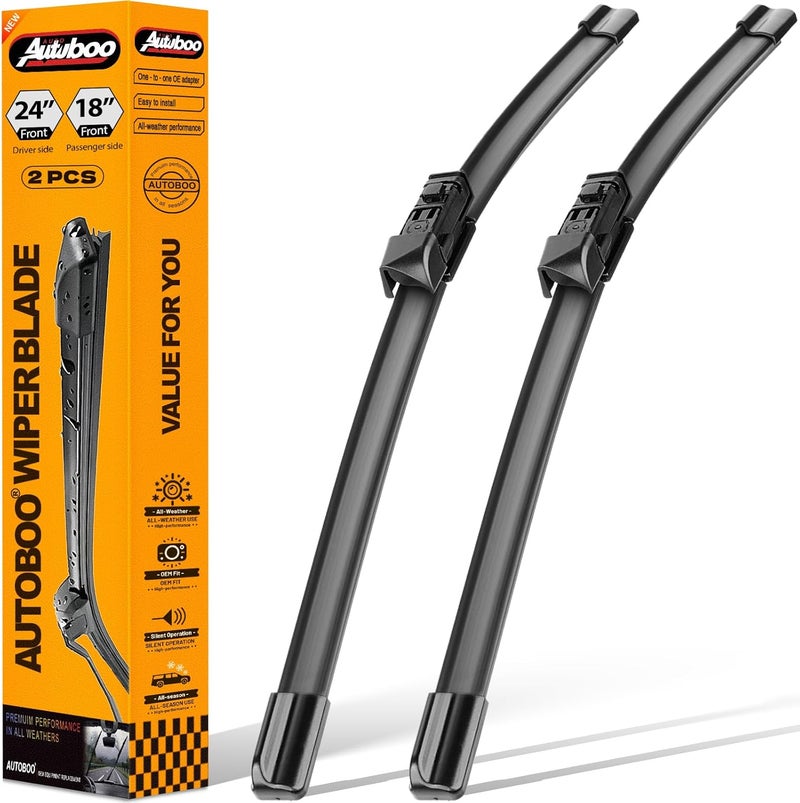 AUTOBOO 24"+18" Windshield Wiper Blades Replacement for Mazda 6 CX-5 CX-9 CX5 CX9 2016 2017 2018 2019 2020 2021 -Original Factory Quality (Pack of 2) - Image 1