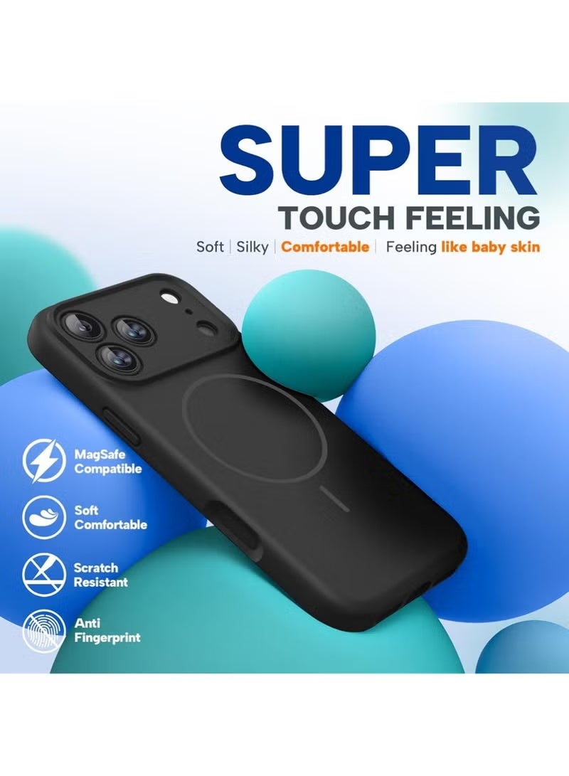 TIGER iPhone 17 Pro Case with MagSafe Compatibility, Black Silicone Shockproof Cover, 3.0mm Thick Protective Case with Camera Protection and Drop Resistance - Image 4