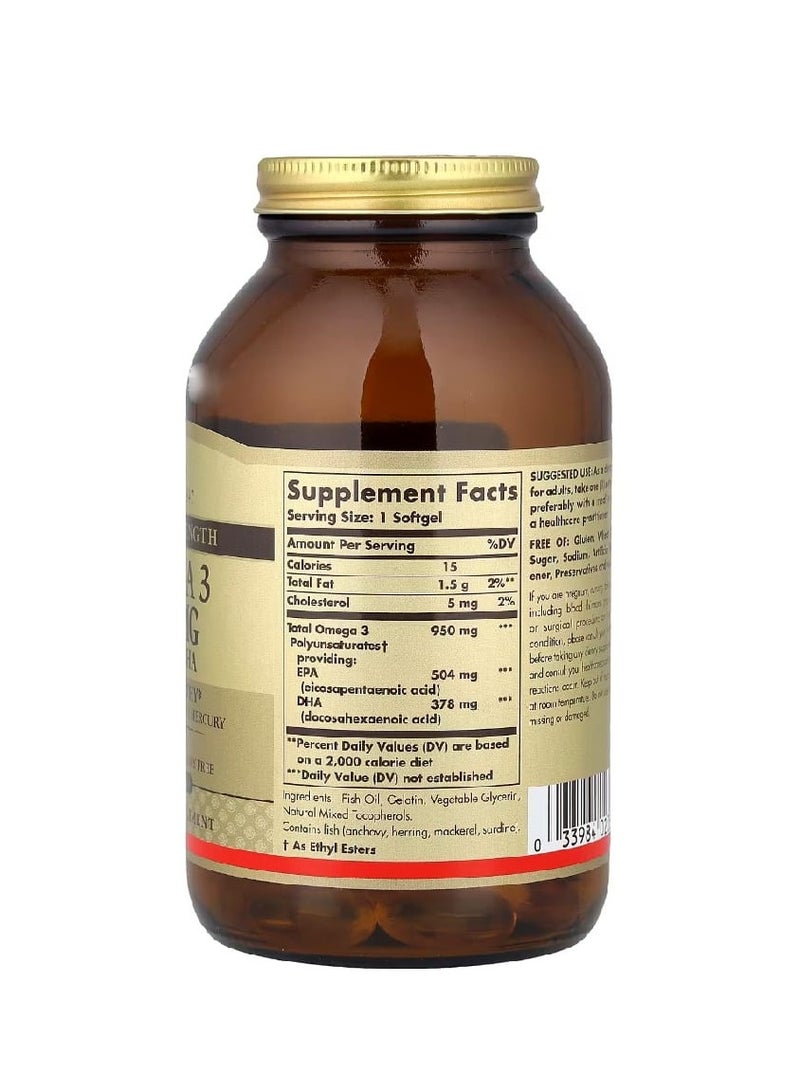 Solgar Omega 3 EPA & DHA Triple Strength 950 mg 100 Softgels - Image 2