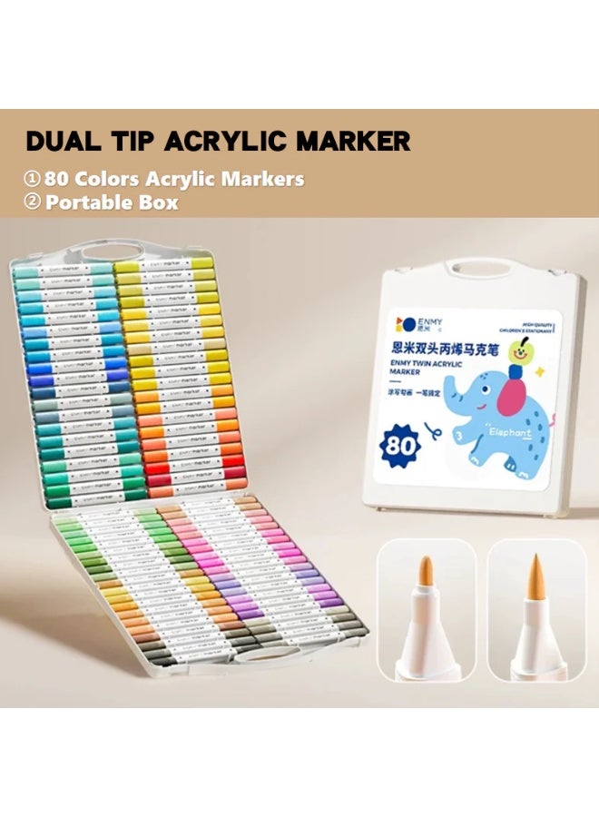 العدو مجموعة أقلام تلوين أكريليك سائل مباشر من ENMY – ‎80 لونًا زاهيًا مع درجات البشرة | أقلام تلوين احترافية للرسم على القماش، الخشب، الزجاج، السيراميك، الحجر، اللوحات | حبر مائي غير سام سريع الجفاف | مثالي للفنانين، الأعمال اليدوية والهدايا - Image 3