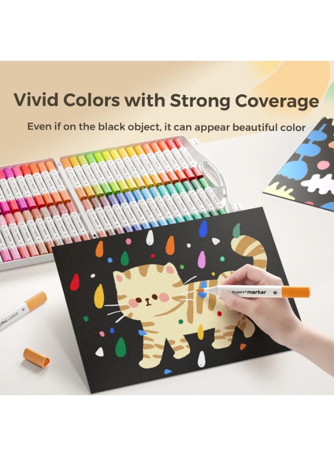 العدو مجموعة أقلام تلوين أكريليك سائل مباشر من ENMY – ‎80 لونًا زاهيًا مع درجات البشرة | أقلام تلوين احترافية للرسم على القماش، الخشب، الزجاج، السيراميك، الحجر، اللوحات | حبر مائي غير سام سريع الجفاف | مثالي للفنانين، الأعمال اليدوية والهدايا - Image 5