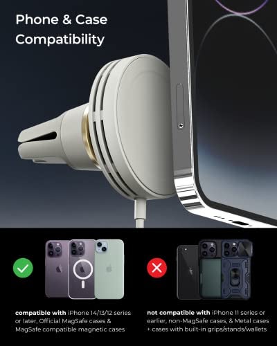 iOttie Velox Mini MagSafe Compatible Air Vent Car Mount in Astral Gray with Wireless Charging for iPhone 13, 14, 15 Series - Image 5