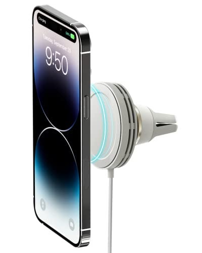 iOttie Velox Mini MagSafe Compatible Air Vent Car Mount in Astral Gray with Wireless Charging for iPhone 13, 14, 15 Series - Image 1