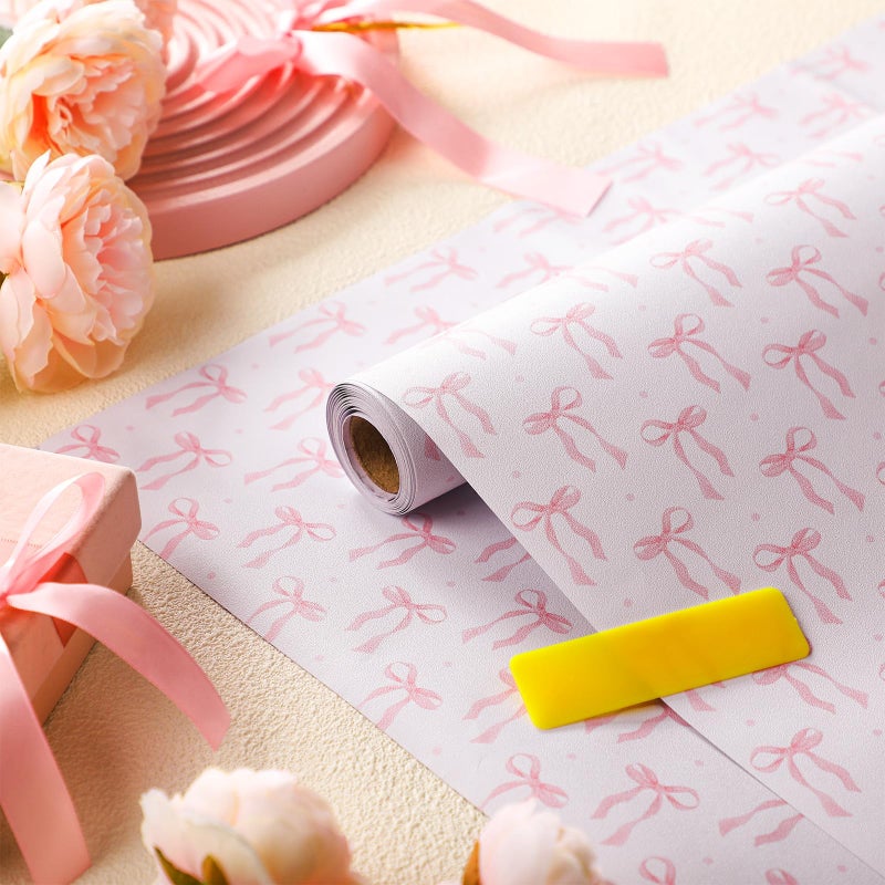 Drydiet Pink Bow Wallpaper Peel and Stick Contact Paper 11.8 x 78.7 in Pink Coquette Wallpaper Self Adhesive Removable Wall Sticker Paper for Home Locker Dorm Classroom Bedroom Living Room Decor - Image 3