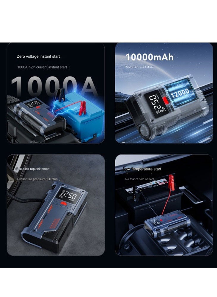 Laapveey - Jump Starter with Air Compressor 1000A 12V 150PSI 29.6Wh Car Battery Jump Starter 4.0L Gas 2.5L Diesel Smart Jumper with Display and Emergency Light - Image 1