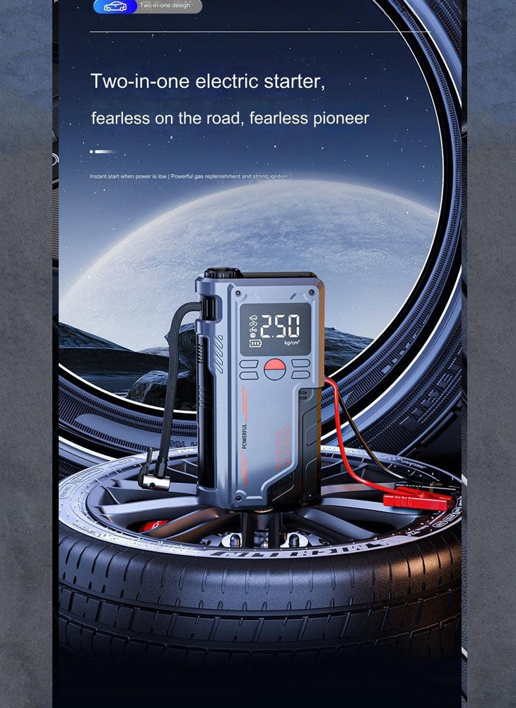 Laapveey - Jump Starter with Air Compressor 1000A 12V 150PSI 29.6Wh Car Battery Jump Starter 4.0L Gas 2.5L Diesel Smart Jumper with Display and Emergency Light - Image 1
