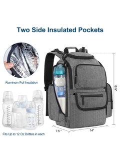 BabbleRoo BabbleRoo Diaper Bag Backpack, Multifunction Large Bags with Changing Pad & Stroller Straps & Pacifier Case, Unisex Stylish Travel Back Pack Nappy Changing Bag for Moms Dads (gray)  - Image 3