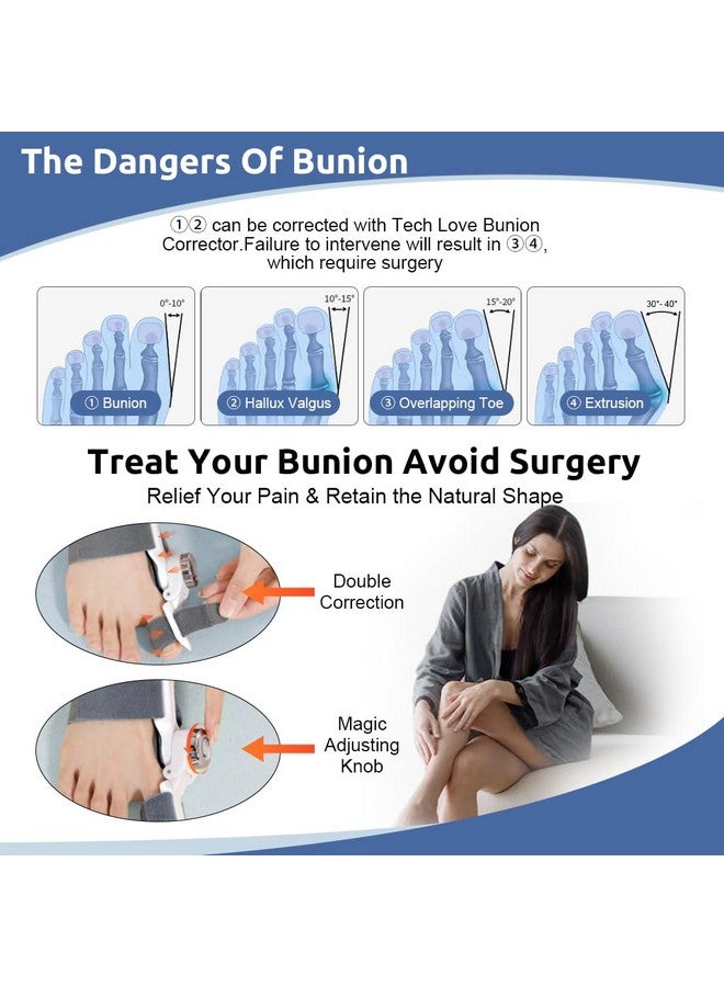هانيا ® Bunion Corrector، تقويم أصابع القدم المصابة بالبروز العظمي، جبيرة للبروز العظمي قابلة للتعديل بأربع زوايا واتجاه قابل للتعديل، مصحح للبروز العظمي للقدم اليمنى/اليسرى، مصحح للبروز العظمي للقدم - Image 3