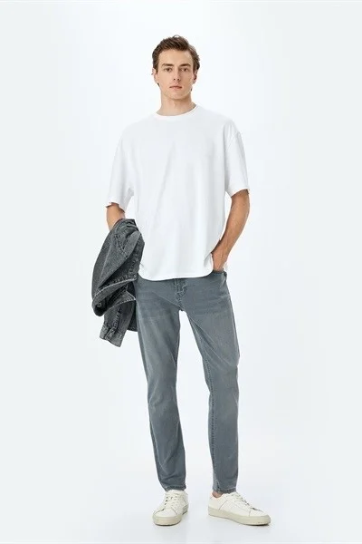 كوتون Mıcheal Skinny Gray Men's Jean Pants 5SAM40051ID