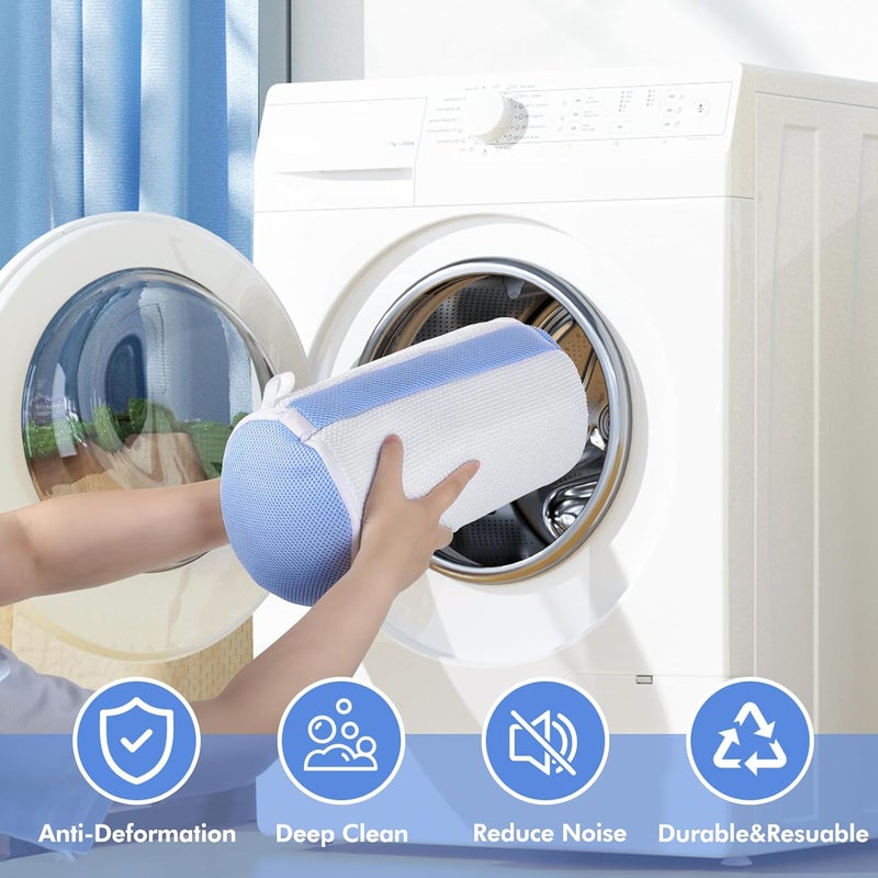 Teletrogy حقيبتا غسيل أحذية Teletrogy للغسالة، حقيبة غسيل أحذية شبكية ثلاثية الأبعاد، تنظيف شامل، حقيبة غسيل أحذية قابلة لإعادة الاستخدام بسحاب مخفي، حقيبة أحذية للغسالة، مقاس أقصى EU46 - Image 5