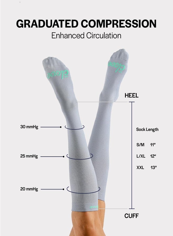 Clove Compression Socks for Women & Men, 20-30 mmHg Knee-High Stockings for Nurses & Healthcare, Cushioned, Sweat-Wicking, Long Shifts, Travel, Flying & Pregnancy, Forever Blue, Size M - Image 2