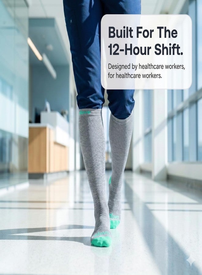 Clove Compression Socks for Women & Men, 20-30 mmHg Knee-High Stockings for Nurses & Healthcare, Cushioned, Sweat-Wicking, Long Shifts, Travel, Flying & Pregnancy, Forever Blue, Size M - Image 4