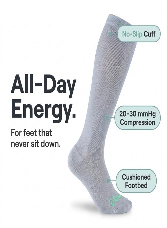 Clove Compression Socks for Women & Men, 20-30 mmHg Knee-High Stockings for Nurses & Healthcare, Cushioned, Sweat-Wicking, Long Shifts, Travel, Flying & Pregnancy, Forever Blue, Size M - Image 3