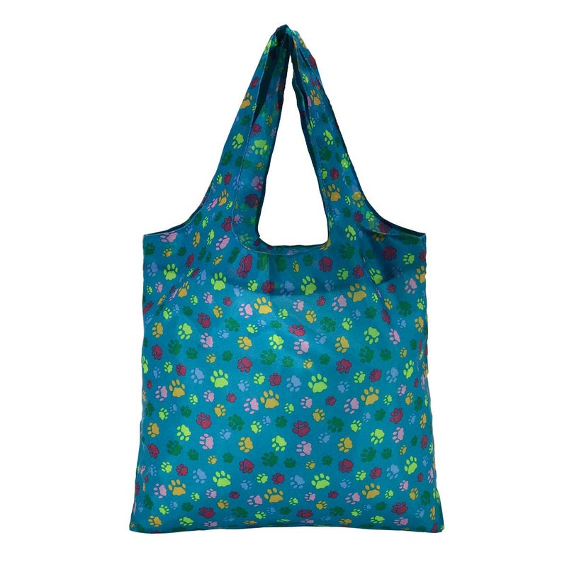 HOLYLUCK Reusable Grocery Bags,Heavy Duty Foldable Shopping Tote Bag (Standard, 3 Green Dog Paw Prints) - Image 2