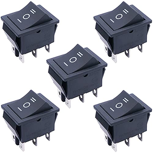TWTADE / 5Pcs Black ON/Off/ON DPDT 6 Pin 3 Position Boat Rocker Switch Car Auto Boat Rocker Toggle Switch Snap AC 250V 125V/20A KCD2-203 - Image 1