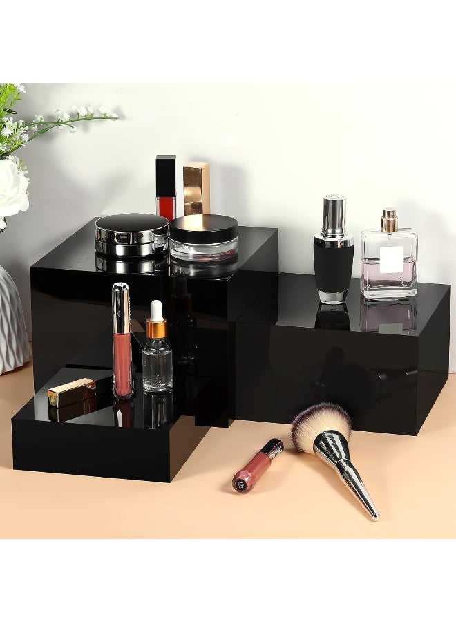 TPGP 6 Pack Acrylic Display Boxes Cube Riser, Food Display Stands for Party Buffet Risers Black Cake Stand Acrylic Square Food Display Set Dessert Table Display Nesting Riser Jewelry Display Holder - Image 5
