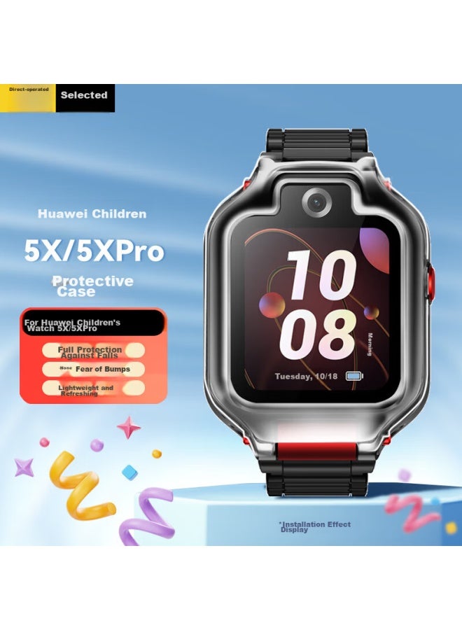 Ten Flashes Shan Huawei Children's Watch 5xpro/5x Protective Case, Children's Phone Watch Protective Cover, Protective Film, Slim, Shockproof, Anti-collision Protective Film, Full Coverage Outer Shell, Transparent Style - Image 1