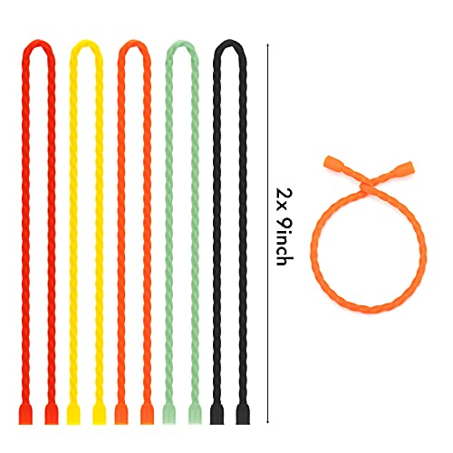 Gesipor 10 PCS 18-Inch Silicone Cable Ties - Reusable Rubber Twist Ties Bendable Cable Ties for Bundling and Holding, All Purpose Cord Tie for Indoor and Outdoor(5 Colors) - Image 2
