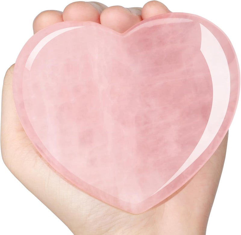 ideayard ideayard Big Rose Quartz Heart 72-75mm Love Healing Crystal Meditation Palm Stone Quartz Worry Stone for Relieve Anxiety Stress Tool 