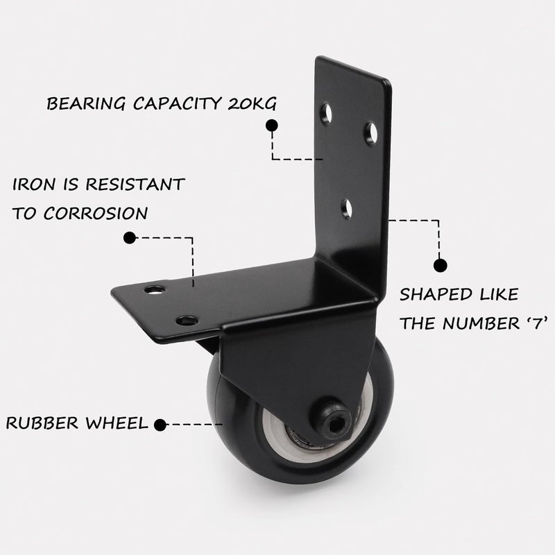 Semetall 2 قطعة عجلات دوارة مع لوحة على شكل L، عجلات دوارة صامتة مقاس 2 بوصة بديلة، أسود - Image 3
