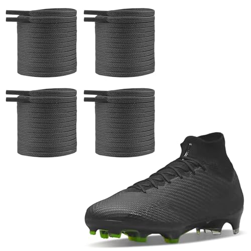 UamGlsob 2 Pairs 5/32''(4mm) Thin Flat Shoe Laces for Soccer Cleats Sneakers, Shoelaces Strings Replacement for Running Trainer Football Shoes (Black, 47"/120cm) - Image 1