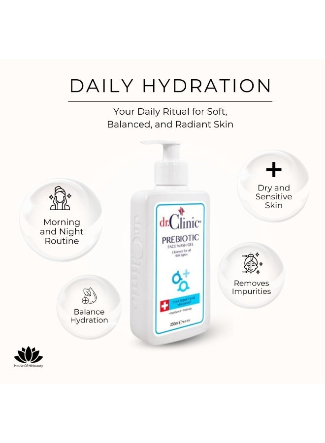 dr.Clinic DR. CLINIC | Prebiotic Face Wash Gel Cleanser | Gentle Daily Facial Wash | Enriched with Panthenol & Prebiotics | For All Skin Types | 250 ml - Image 2