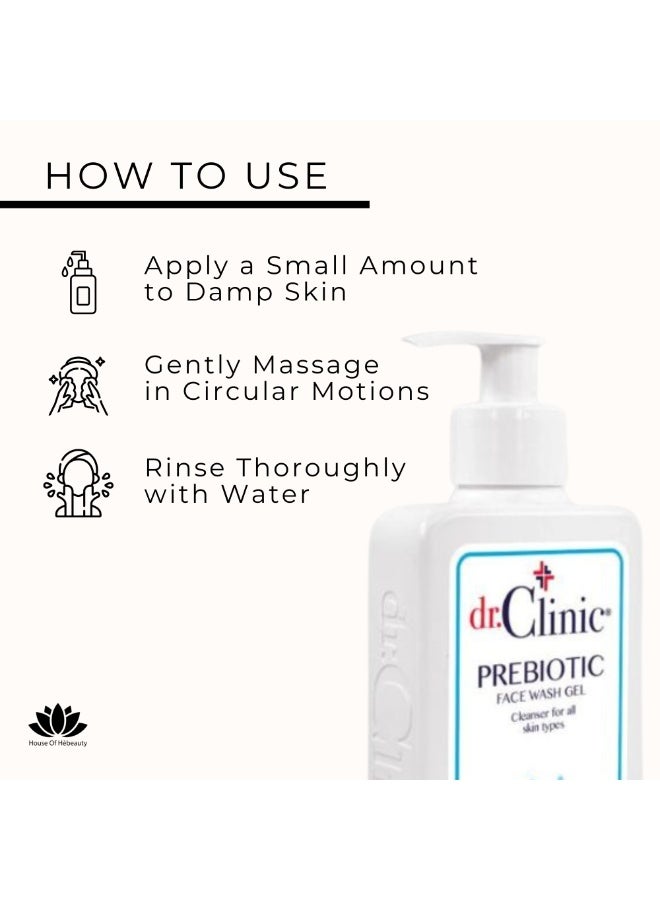 dr.Clinic DR. CLINIC | Prebiotic Face Wash Gel Cleanser | Gentle Daily Facial Wash | Enriched with Panthenol & Prebiotics | For All Skin Types | 250 ml - Image 4