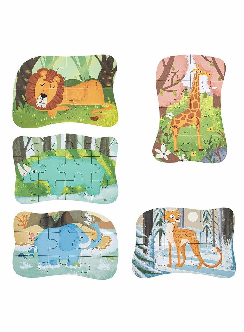 KASTWAVE Animal Puzzles, for 3 4 5 6-Year-Olds, 5-in-1 Jigsaw Puzzles with Iron Box for Storage, Puzzle Toys Gifts for Boys, Girls, Kids, and Children(Animal Puzzles)  - Image 5