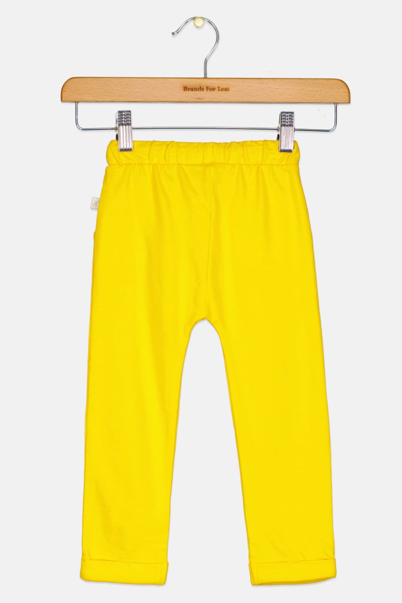 Hamleys Toddlers Boy Drawstring Graphic Print Jogger Pants, Yellow - Image 3