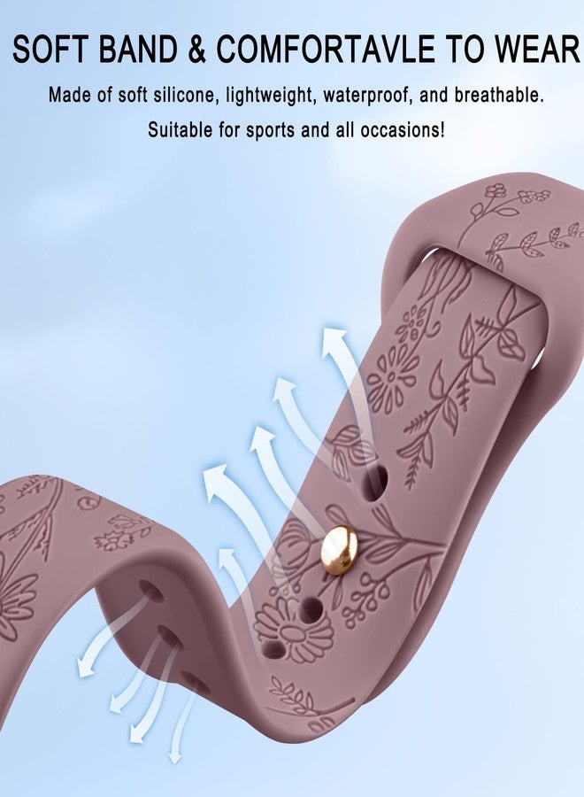 Meliya GloryFit Smart Watch Bands, Silicone Watchbands for GloryFit T80 T70 T60 T50 P99 P98 Smartwatch, Floral Engraved Soft Silicone Rubber Sport Replacement Watch Strap (Black+Starlight+Smoke Purple) - Image 3