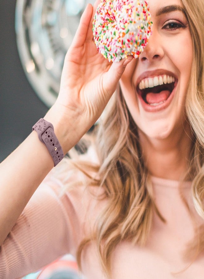 Meliya GloryFit Smart Watch Bands, Silicone Watchbands for GloryFit T80 T70 T60 T50 P99 P98 Smartwatch, Floral Engraved Soft Silicone Rubber Sport Replacement Watch Strap (Black+Starlight+Smoke Purple) - Image 5