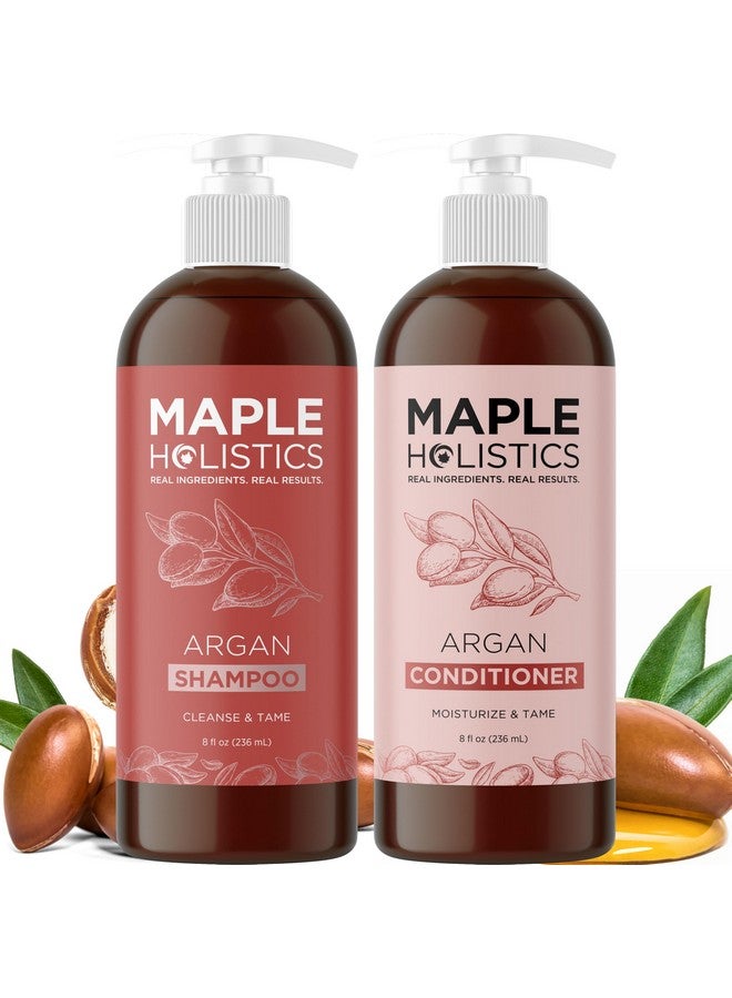 مايبل هوليستكس مجموعة شامبو وبلسم زيت الأرغان للشعر الجاف، مجموعة شامبو وبلسم خالية من البارابين والكبريتات للشعر الجاف، العناية بالتجعد، والأطراف المتقصفة، مجموعة شامبو وبلسم مرطبة بالأرغان - Image 1