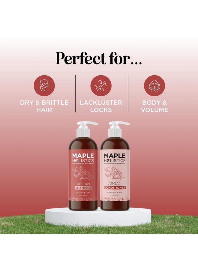 مايبل هوليستكس مجموعة شامبو وبلسم زيت الأرغان للشعر الجاف، مجموعة شامبو وبلسم خالية من البارابين والكبريتات للشعر الجاف، العناية بالتجعد، والأطراف المتقصفة، مجموعة شامبو وبلسم مرطبة بالأرغان - Image 2